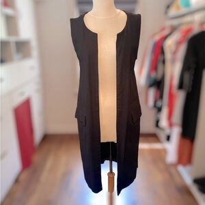 Linen blend Open front long vest with side slit fits S/M